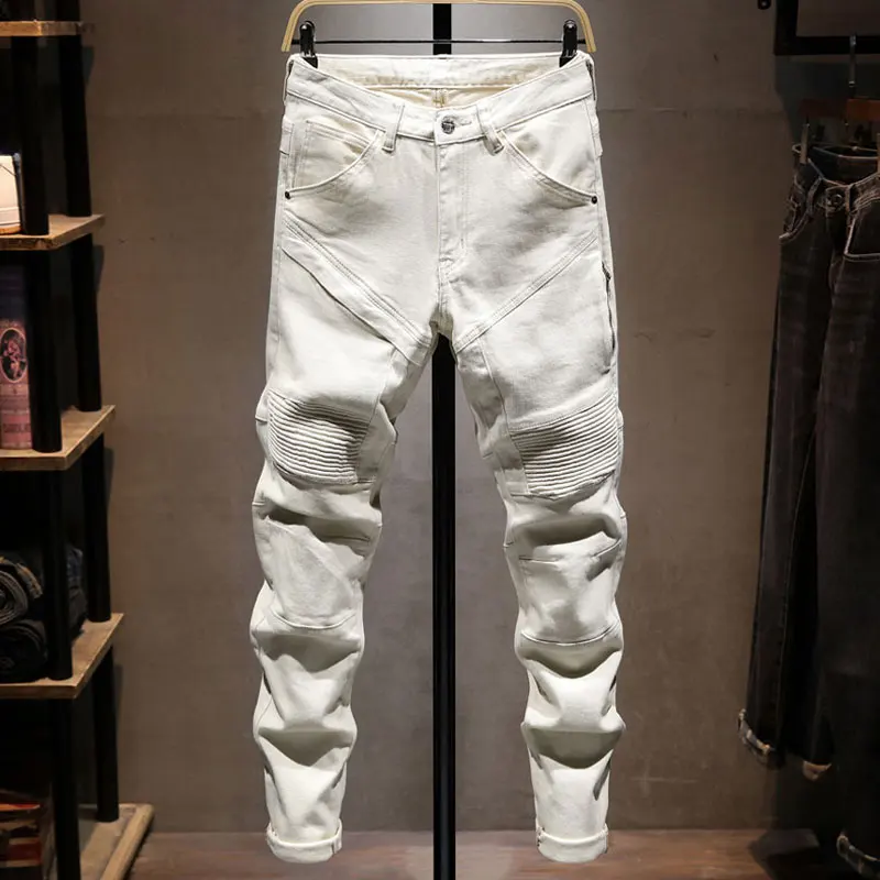 Italian fashion men's jeans stretch slim fit retro jeans men's patchwork motorcycle white pants Y2K
Italian fashion men's jeans stretch slim fit retro jeans men's patchwork motorcycle white pants Y2K