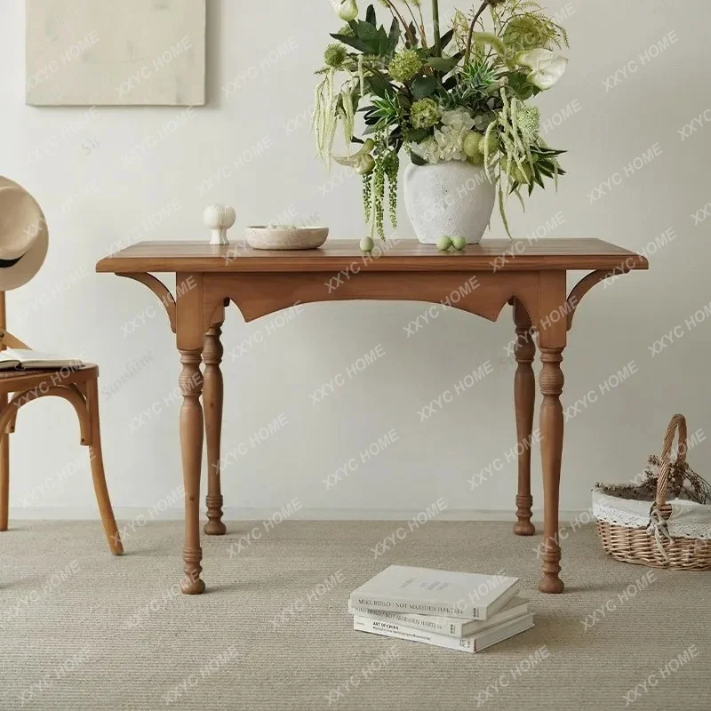 SLRetro rectangular solid wood dining table Household porch table Tea table Log deskTJ
SLRetro rectangular solid wood dining table Household porch table Tea table Log deskTJ