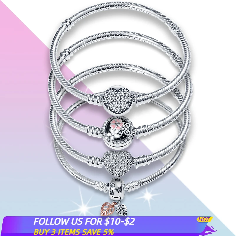 Hot Sale 100% Real 925Silver Bracelet Fit Original Design Beads Charms Bangle DIY Jewelry Making Gift For Women
Hot Sale 100% Real 925Silver Bracelet Fit Original Design Beads Charms Bangle DIY Jewelry Making Gift For Women