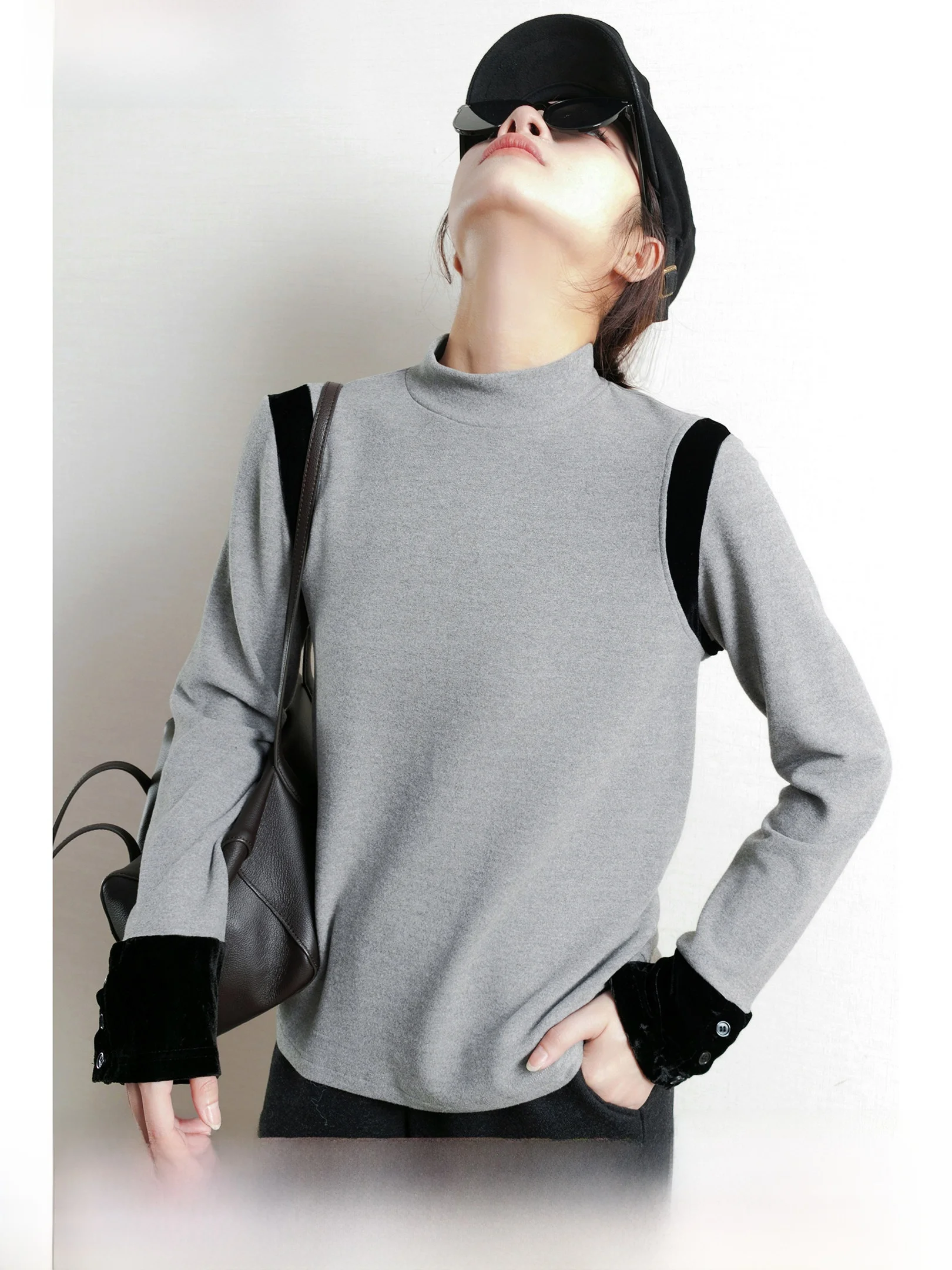 CiVouge Chic Velvet Patchwork Long Sve Thiened High Collar T-irt for Women Comfortable Skin-friendly Casual Sle
CiVouge Chic Velvet Patchwork Long Sve Thiened High Collar T-irt for Women Comfortable Skin-friendly Casual Sle