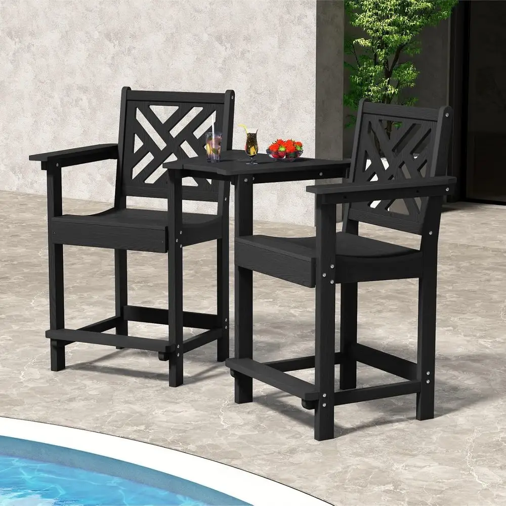 Set of 2 Outdoor Counter Height Bar Stools, 24 Tall, All-Weather HDPE, Suitable for Patio, Balcony, Garden, Deck (Black)
Set of 2 Outdoor Counter Height Bar Stools, 24 Tall, All-Weather HDPE, Suitable for Patio, Balcony, Garden, Deck (Black)