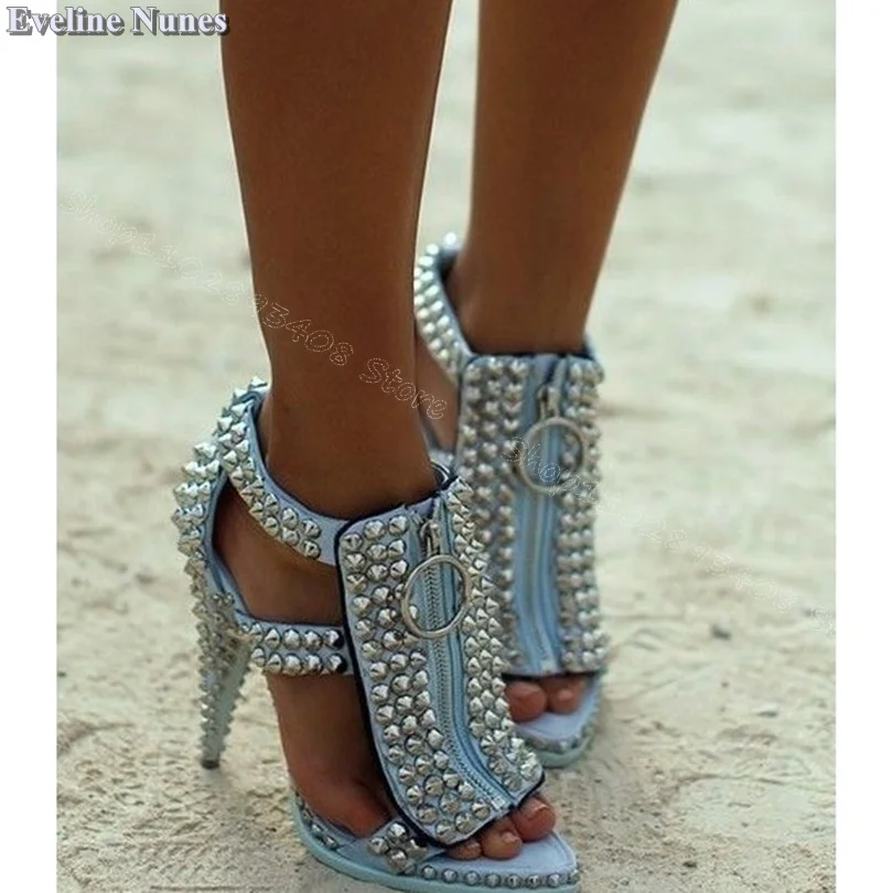 Blue Rivet Decor Cone Heels Sandals Open Toe High Heels Women Shoes British Style Personality Party Sandals Zapatos Para Mujere
Blue Rivet Decor Cone Heels Sandals Open Toe High Heels Women Shoes British Style Personality Party Sandals Zapatos Para Mujere
