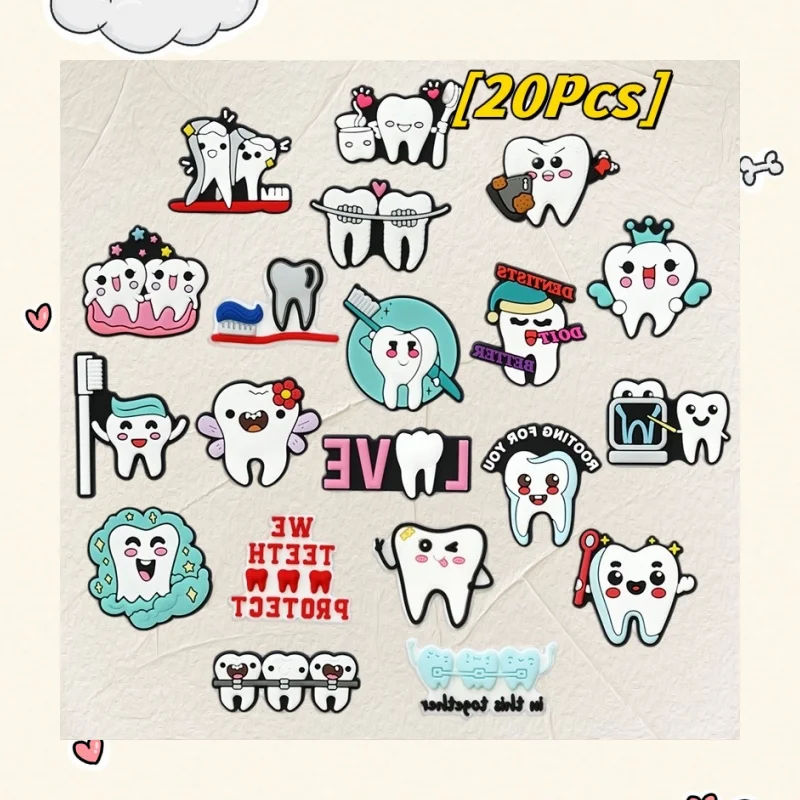 20Pcs Teeth toothbrush love dentist for you rooting teeth protection PVC shoe ornament clog pin Cartoon Shoe Accessories
20Pcs Teeth toothbrush love dentist for you rooting teeth protection PVC shoe ornament clog pin Cartoon Shoe Accessories
