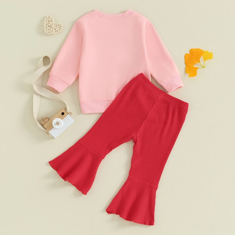 Toddler Girl Valentine’s Day Outfits Heart Print Long Sleeve Top Ruffle Pants Set Kids Clothes for Holiday Party
Toddler Girl Valentine’s Day Outfits Heart Print Long Sleeve Top Ruffle Pants Set Kids Clothes for Holiday Party