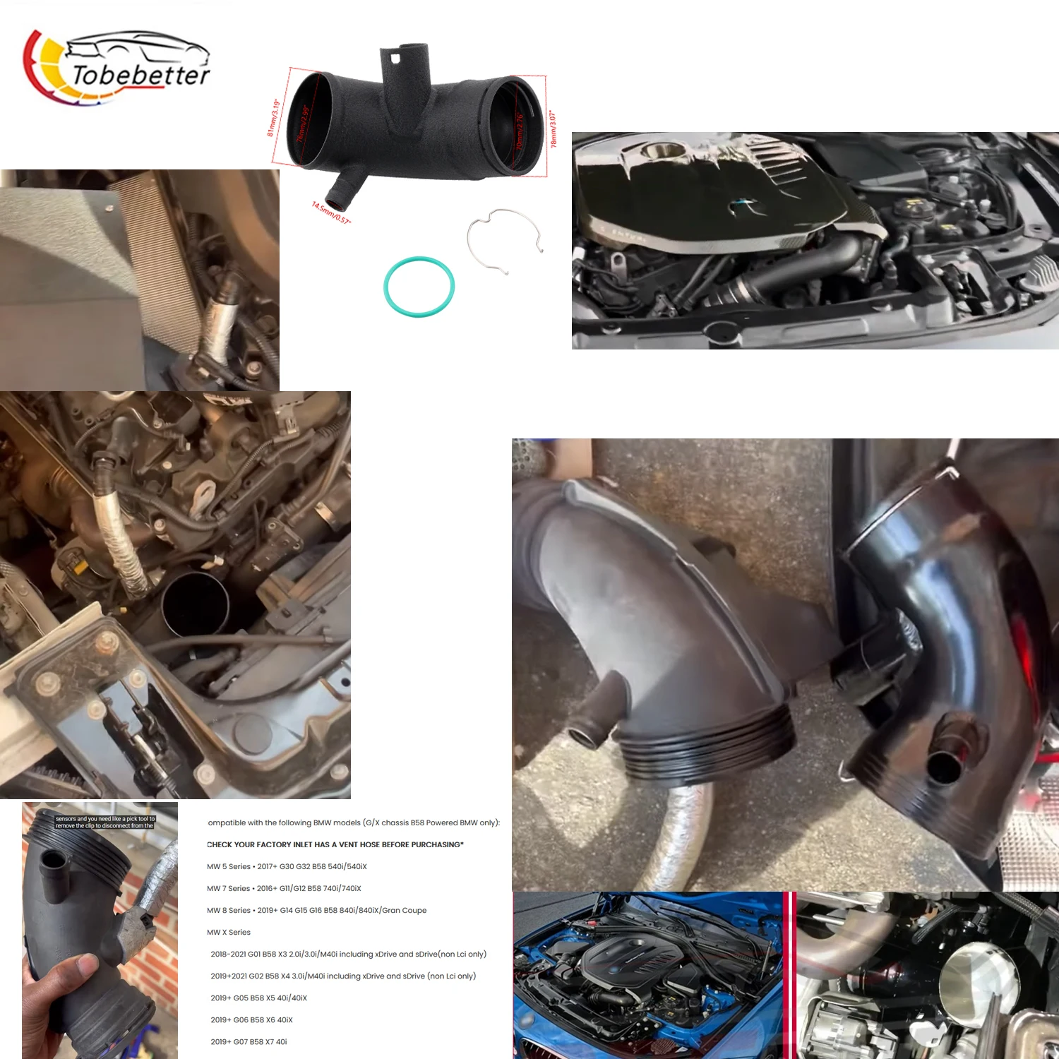 Upgrade Aluminum Turbo Inlet for F chassis B58 Powered BMW F22 F23 F20/F21 M140 240 F30 F31 F34 340i F32 F33 F36 440i 2015-2021
Upgrade Aluminum Turbo Inlet for F chassis B58 Powered BMW F22 F23 F20/F21 M140 240 F30 F31 F34 340i F32 F33 F36 440i 2015-2021