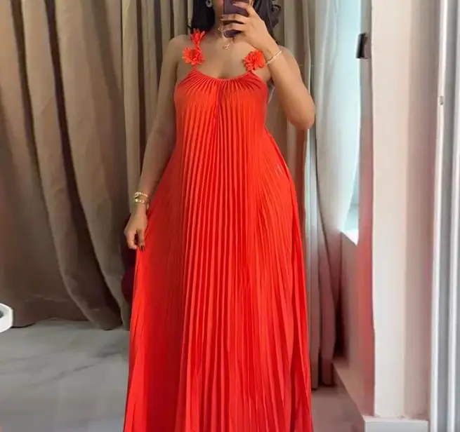 Women's 2026 Spring Summer New Sweet and Fresh Camisole Exposed Back Pressure Pleated Dress Long Skirt Casual Vacation Dress
Women's 2026 Spring Summer New Sweet and Fresh Camisole Exposed Back Pressure Pleated Dress Long Skirt Casual Vacation Dress