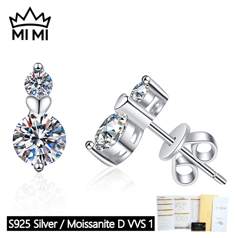 MI MI 925 Sterling Silver GRA Certified 1 CT D Color Double Star Moissanite Minimalist Stud Earrings with Gift Box
MI MI 925 Sterling Silver GRA Certified 1 CT D Color Double Star Moissanite Minimalist Stud Earrings with Gift Box