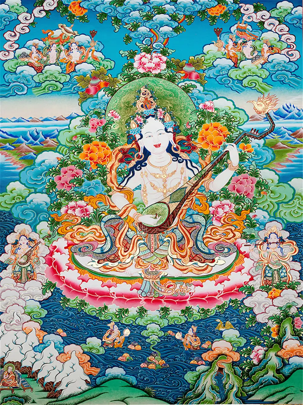 Saraswati Thangka,Gandhanra Tibetan Buddhist Thangka Art,Giclee Printed and Hand Framed,47" × 32"
Saraswati Thangka,Gandhanra Tibetan Buddhist Thangka Art,Giclee Printed and Hand Framed,47" × 32"