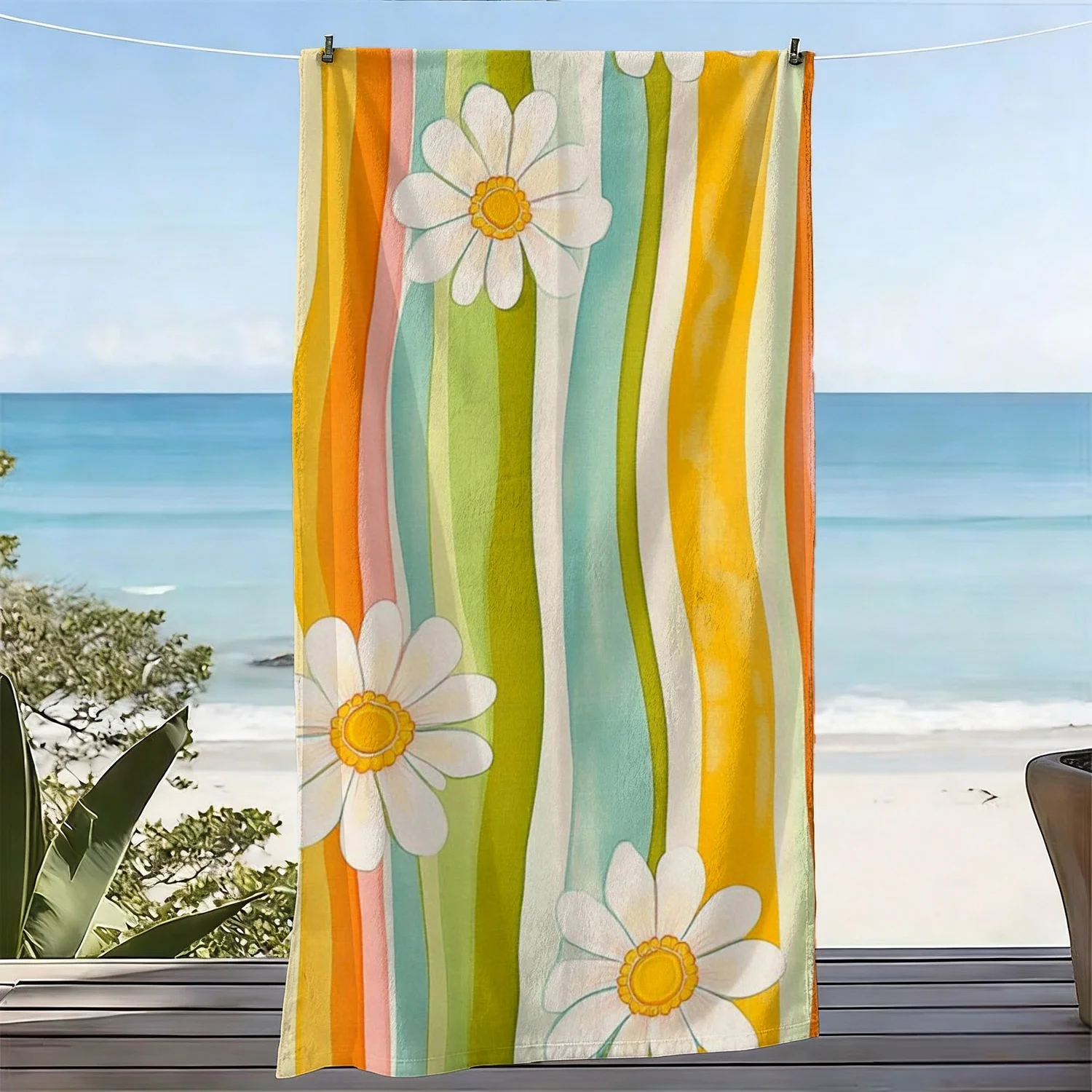 1pcs Vibrant Rainbow Stripe Towel, Cute Daisy Flower Print Bath Towel, Cheerful Summer Essential for Beach & Pool 1pcs
1pcs Vibrant Rainbow Stripe Towel, Cute Daisy Flower Print Bath Towel, Cheerful Summer Essential for Beach & Pool 1pcs