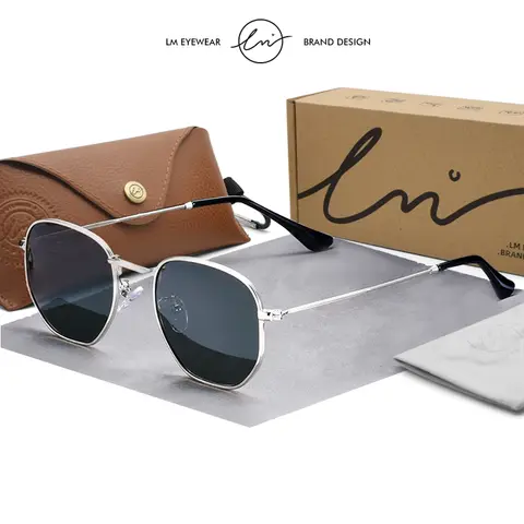 LM New Fashion Women Hexagon Sunglasses Men Retro Polarized Driving Coating Mirror Sun Glasses Goggle UV400 Eyewear gafas de sol