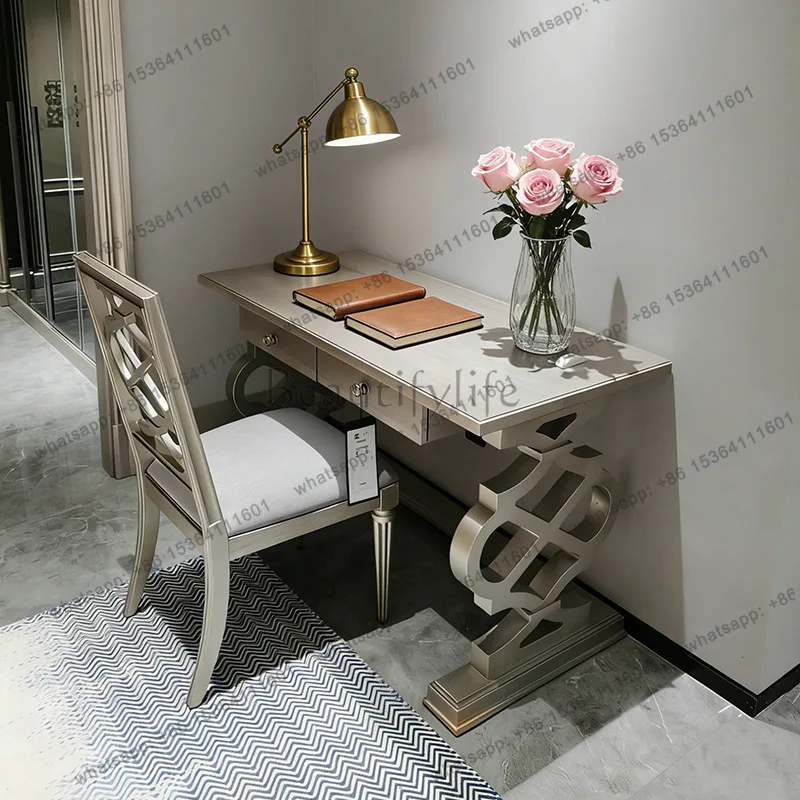 American solid wood desk French light luxury office writing desk
American solid wood desk French light luxury office writing desk