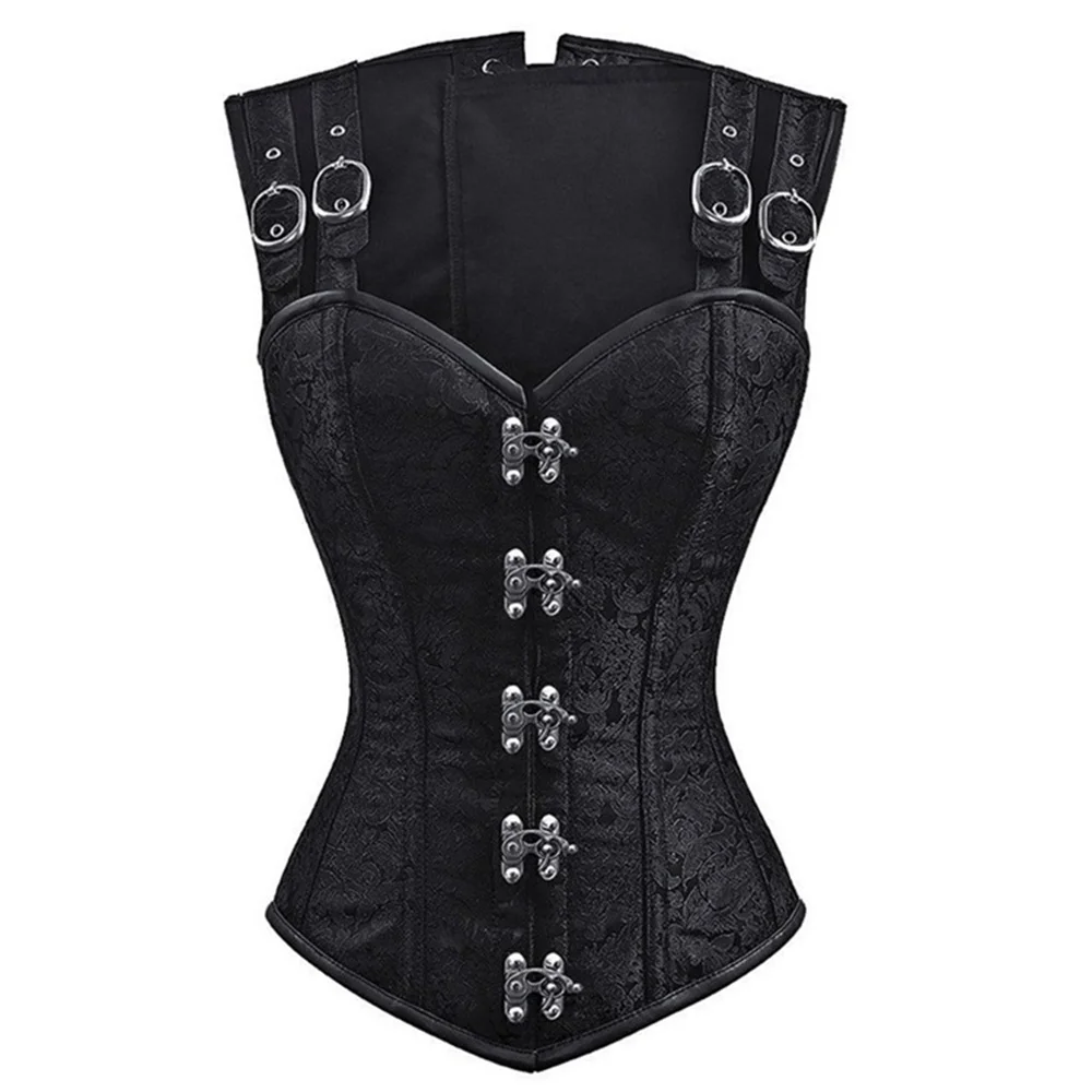 Women Gothic Steel Bone Vintage Overbust Corset Vest Steampunk Double Buckle Strap Bustiers Tops Sexy Body Shaper Corselet
Women Gothic Steel Bone Vintage Overbust Corset Vest Steampunk Double Buckle Strap Bustiers Tops Sexy Body Shaper Corselet