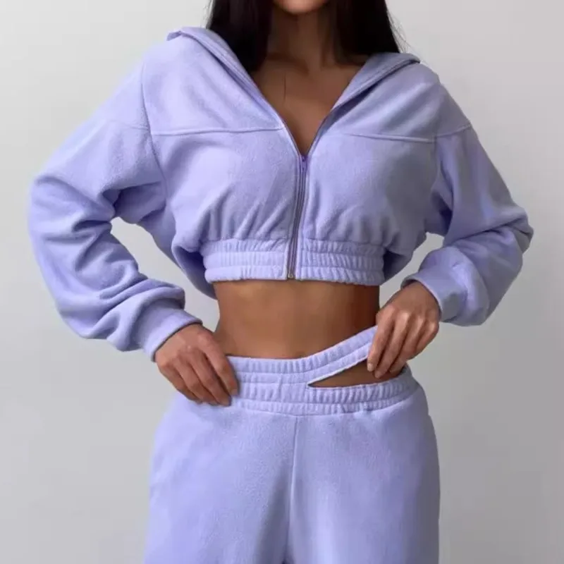 2025 Women's Trendy Solid Color Fleece Zip-Up Hoodie Elastic Waist Double Waistband Pants Two-Piece Lounge Set Casual Tracksuit
2025 Women's Trendy Solid Color Fleece Zip-Up Hoodie Elastic Waist Double Waistband Pants Two-Piece Lounge Set Casual Tracksuit