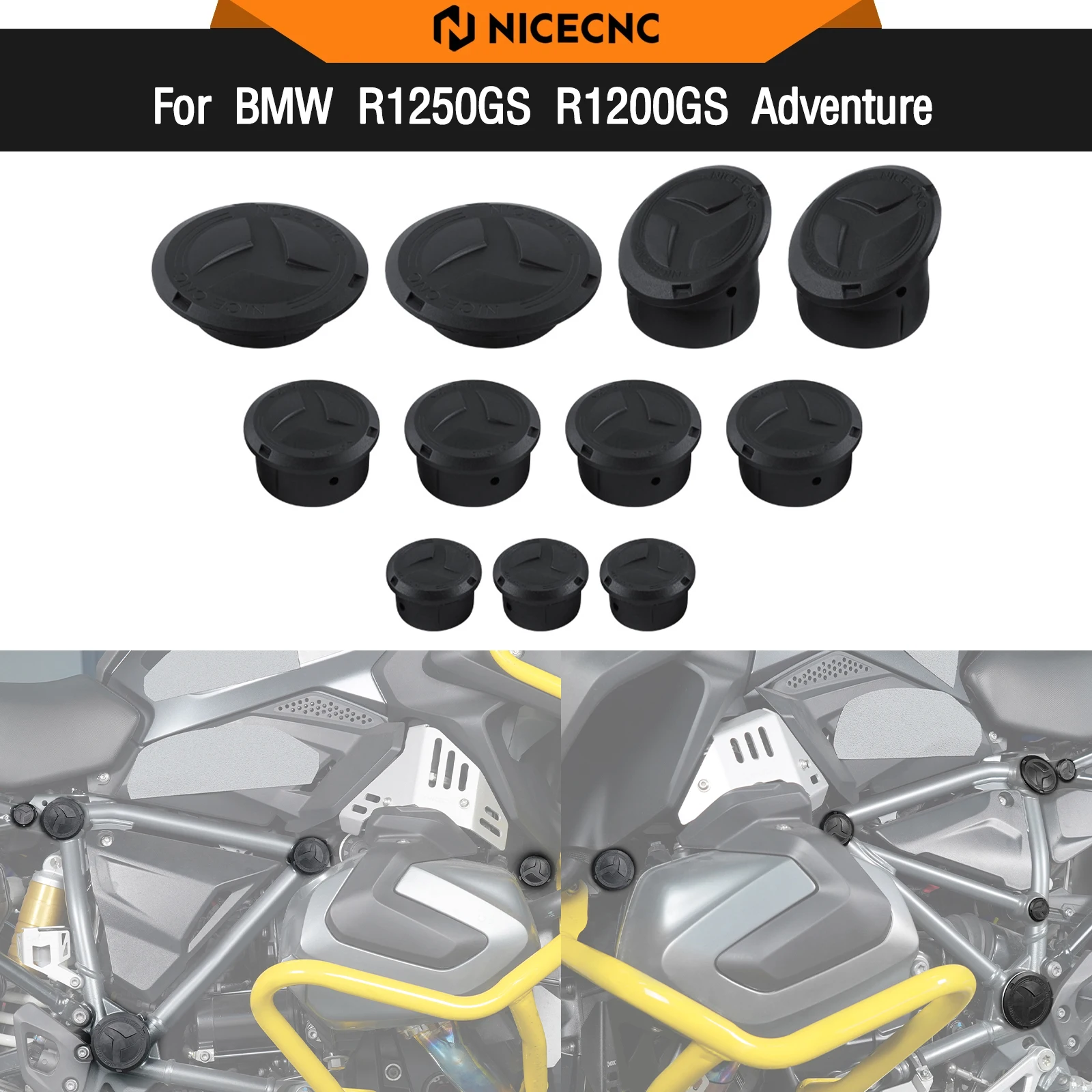 For BMW R1250GS R1250GSA 2018-2024 11PCS Frame Hole Cover Cap Plug R1250GS 2018-2022 R1200GS LC/Adventure 2018-2022 R1250GS ADV
For BMW R1250GS R1250GSA 2018-2024 11PCS Frame Hole Cover Cap Plug R1250GS 2018-2022 R1200GS LC/Adventure 2018-2022 R1250GS ADV