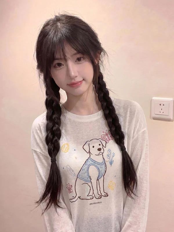 Hand-Drawn Long Sleeve T-Shirt Women's Breathable Base Layer Top Korean Style Cute Dog Doodle Casual Loose Fit Summer Shirt
Hand-Drawn Long Sleeve T-Shirt Women's Breathable Base Layer Top Korean Style Cute Dog Doodle Casual Loose Fit Summer Shirt