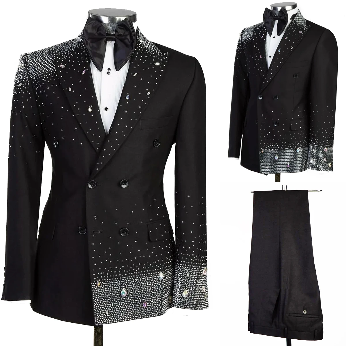 Crystal Decor Groom Suits 2 Pieces Double Breasted Blazer And Pants Wedding Tuxedos Customized Party Formal Wear Male Outfit
Crystal Decor Groom Suits 2 Pieces Double Breasted Blazer And Pants Wedding Tuxedos Customized Party Formal Wear Male Outfit