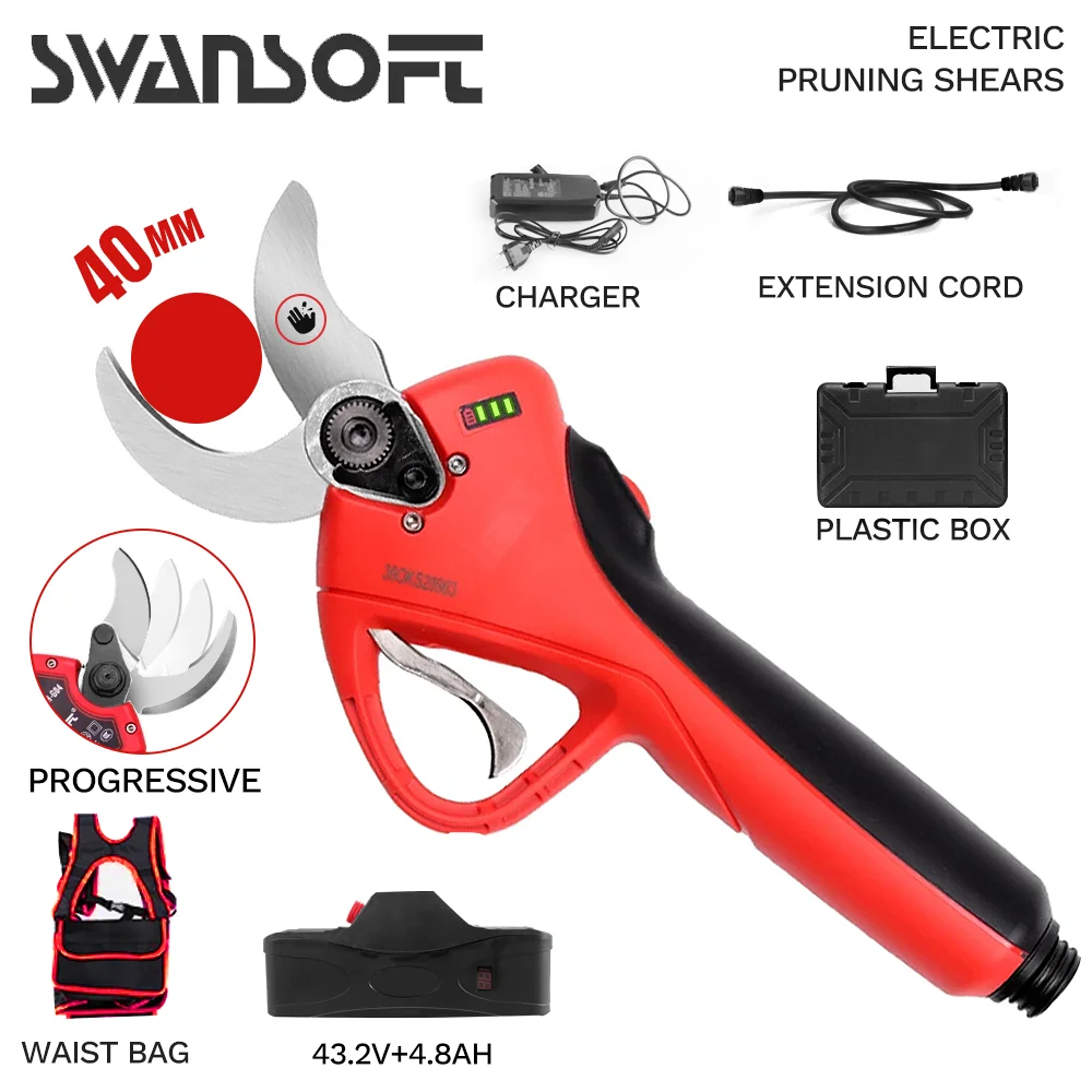 SWANSOFT 43,2 V Электрический секатор диаметр 40 мм прогрессивная батарея секатор ножницы с защитой от пальцев
SWANSOFT 43,2 V Электрический секатор диаметр 40 мм прогрессивная батарея секатор ножницы с защитой от пальцев