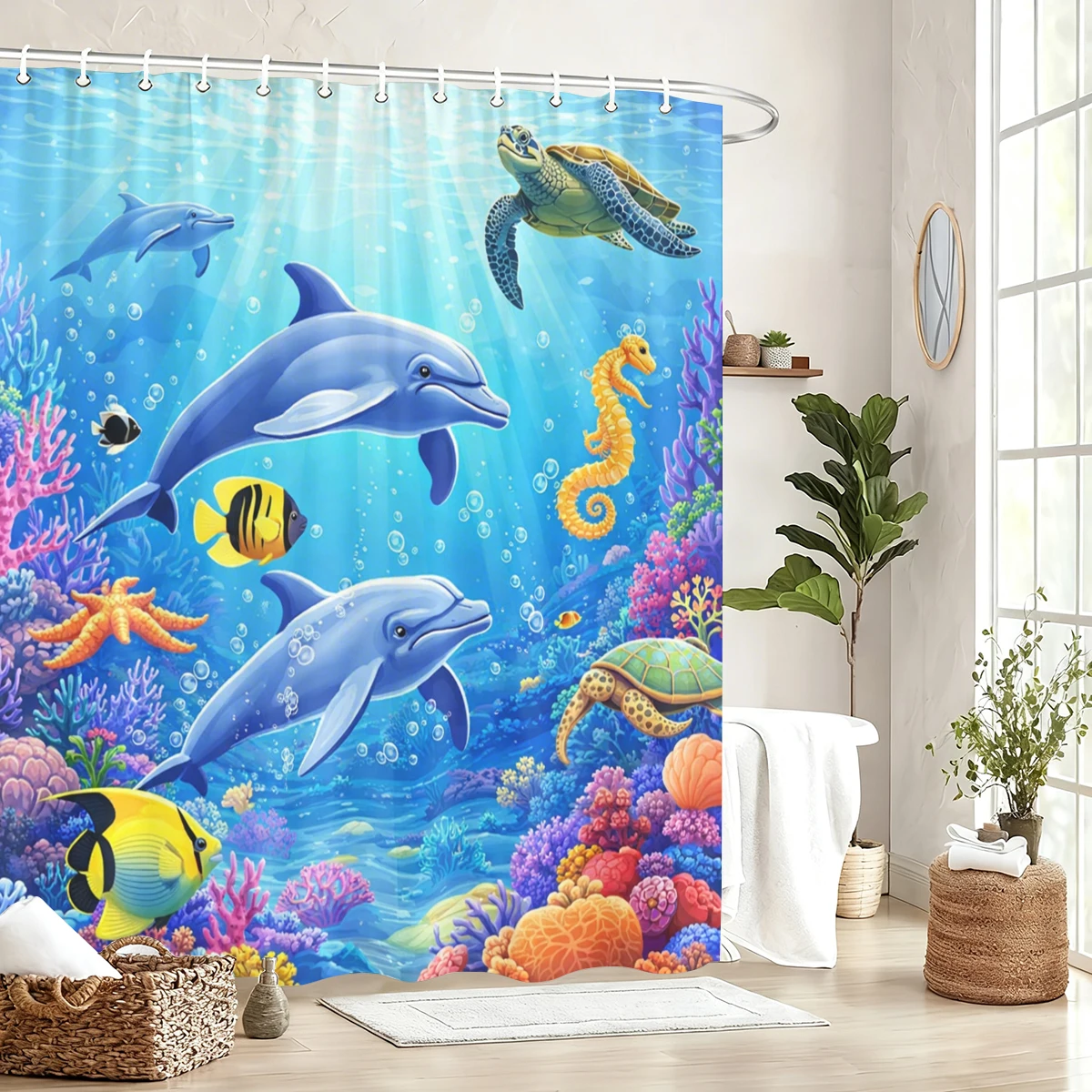 Vibrant Underwater World Pattern Polyester Shower Curtain - Decorative Bath Curtain For Bathroom, Fun Ocean Themed Bath Linen
Vibrant Underwater World Pattern Polyester Shower Curtain - Decorative Bath Curtain For Bathroom, Fun Ocean Themed Bath Linen
