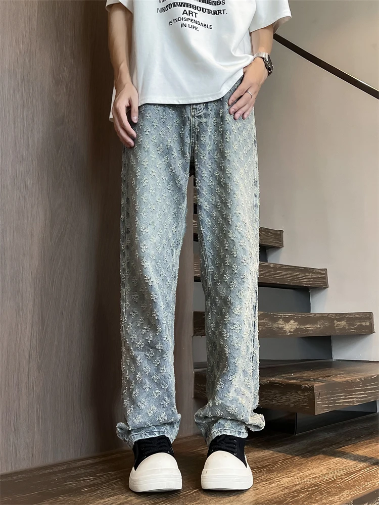 Hip Hop Men's Straight Leg Slimming Jeans Trendy Brand Floral Print Casual Trousers for Teenagers Autumn Season Loose Fit
Hip Hop Men's Straight Leg Slimming Jeans Trendy Brand Floral Print Casual Trousers for Teenagers Autumn Season Loose Fit