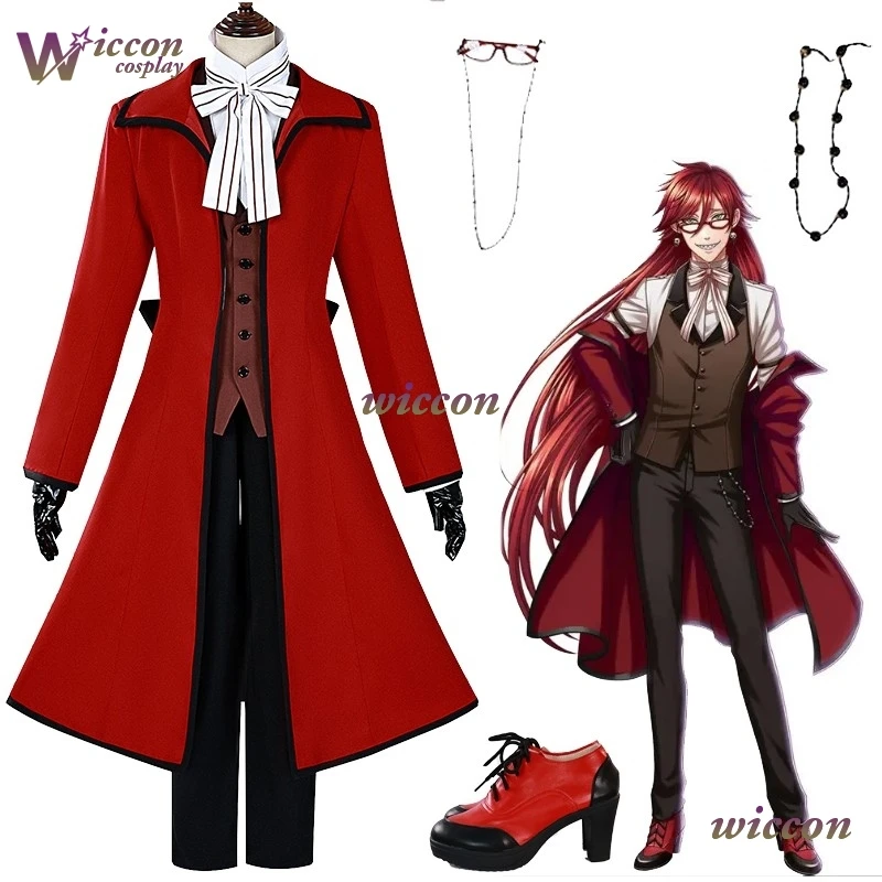 OHaYo Blackr Butler Cosplay Grell Sutcliff Cosplay Costume Wig Grim Reaper Uniform Coat Shoes Halloween Scarlet Outfit
OHaYo Blackr Butler Cosplay Grell Sutcliff Cosplay Costume Wig Grim Reaper Uniform Coat Shoes Halloween Scarlet Outfit