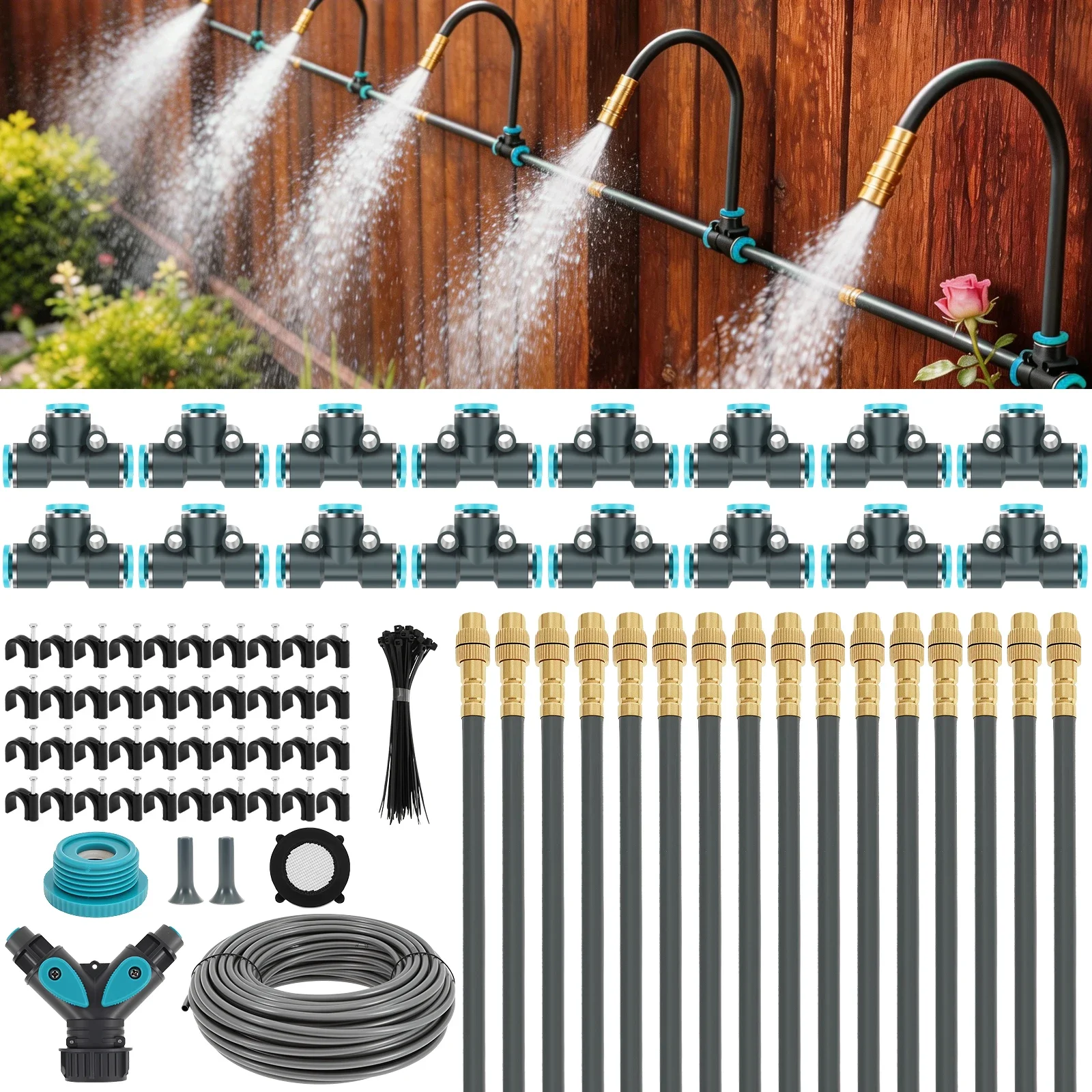 30M 1/4inch Drip Irrigation System Garden Automatic Watering Kit with 360° Adjustable Copper Nozzles for Greenhouse Lawn
30M 1/4inch Drip Irrigation System Garden Automatic Watering Kit with 360° Adjustable Copper Nozzles for Greenhouse Lawn