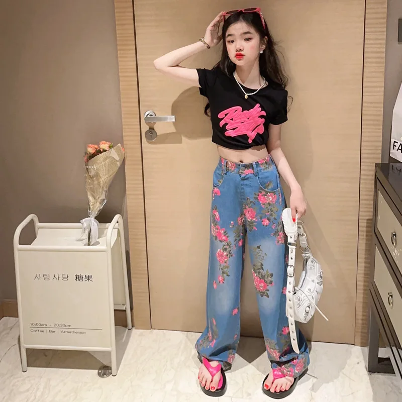 12 13 14 Years Teen Kids Costumes Summer Girls Outfits Set Short Sleeve T-shirt Jeans Two Pieces Children Clothing Floral Casual
12 13 14 Years Teen Kids Costumes Summer Girls Outfits Set Short Sleeve T-shirt Jeans Two Pieces Children Clothing Floral Casual
