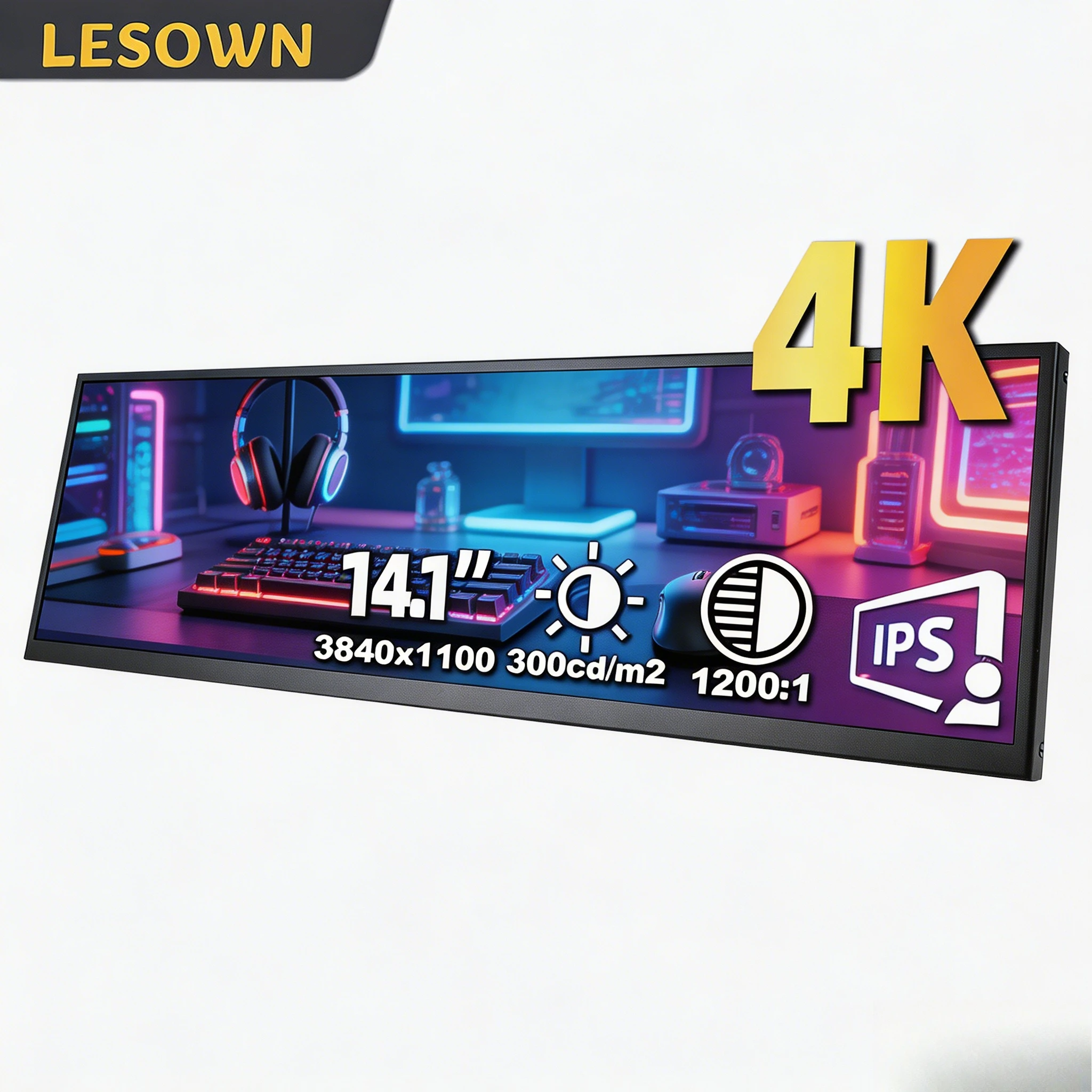 LESOWN 14.1 Inch 4K Professional Broadcast Stretched LCD 3840x1100 16:4 Monitor for Streaming Setup
LESOWN 14.1 Inch 4K Professional Broadcast Stretched LCD 3840x1100 16:4 Monitor for Streaming Setup