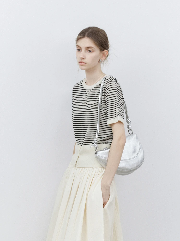 TAGEECHITA Slim Fit round Ne ort Sve Knitted T-irt Striped Pattern Layering Top Polyester Nylon Wool Blend Summer Wear
TAGEECHITA Slim Fit round Ne ort Sve Knitted T-irt Striped Pattern Layering Top Polyester Nylon Wool Blend Summer Wear