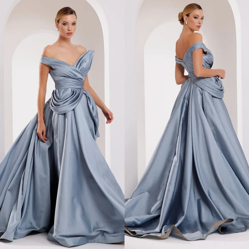 Customized Delicate Light Blue Satin Evening Dress Classic V-Neck Off the Shoulder Short Sleeves Zipper Back Homecoming Dress
Customized Delicate Light Blue Satin Evening Dress Classic V-Neck Off the Shoulder Short Sleeves Zipper Back Homecoming Dress