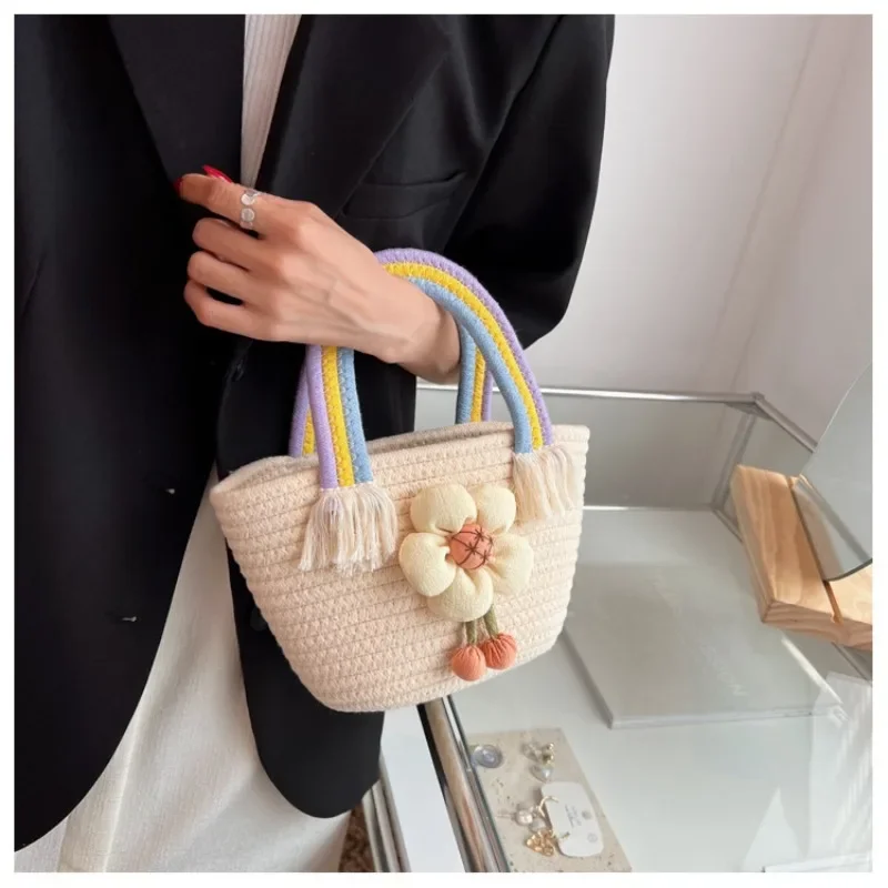 Rainbow Cotton Rope Woven Bag Handbag Woven Partysu Handbag Wedding Gift Women's Bag All-Matching Western Style Hand Bag
Rainbow Cotton Rope Woven Bag Handbag Woven Partysu Handbag Wedding Gift Women's Bag All-Matching Western Style Hand Bag