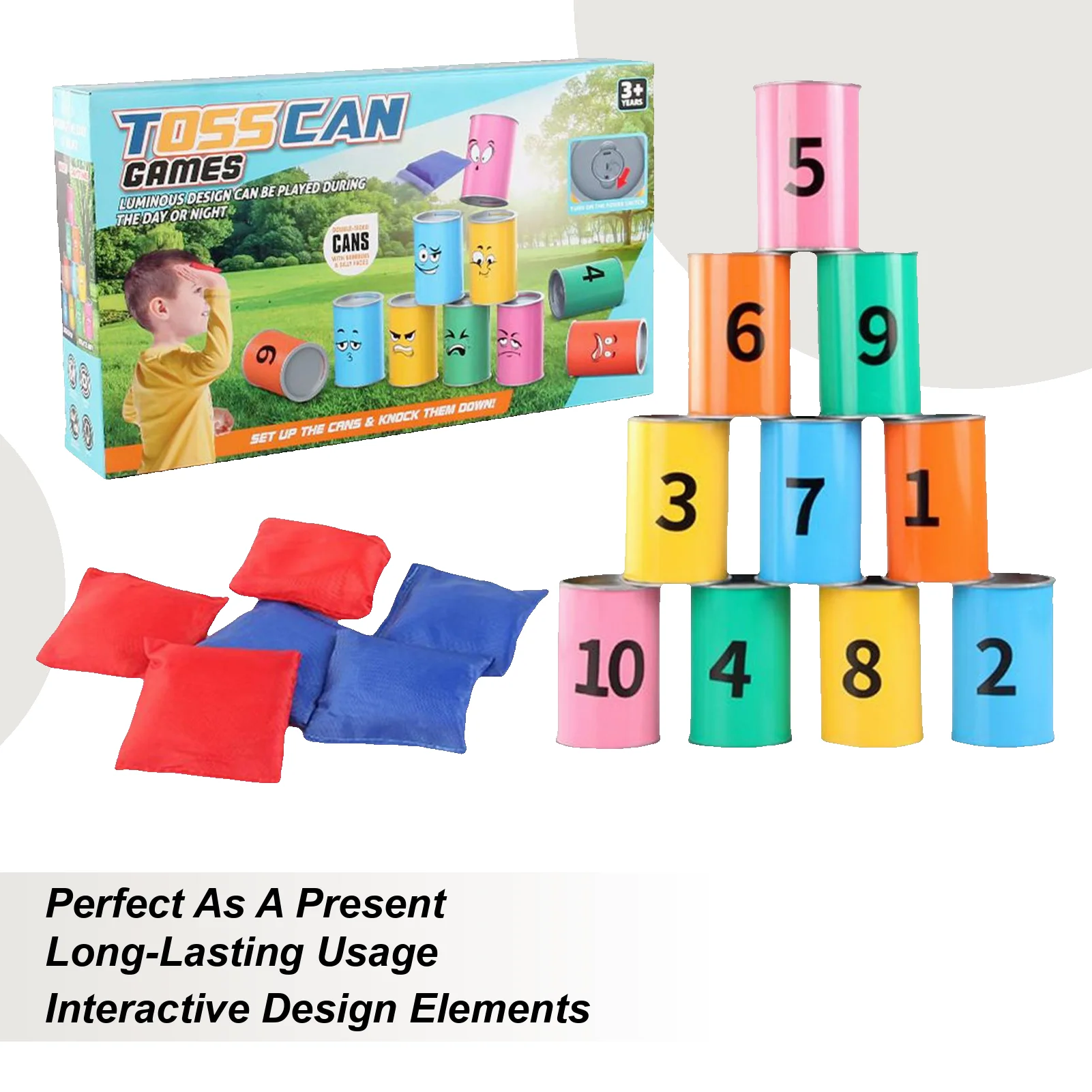 Bean Bag Toss Game Set, Carnival Can Knockdown Throwing Game For Kids Adults, Outdoor Yard Lawn Games For Family Party Camping 
Bean Bag Toss Game Set, Carnival Can Knockdown Throwing Game For Kids Adults, Outdoor Yard Lawn Games For Family Party Camping