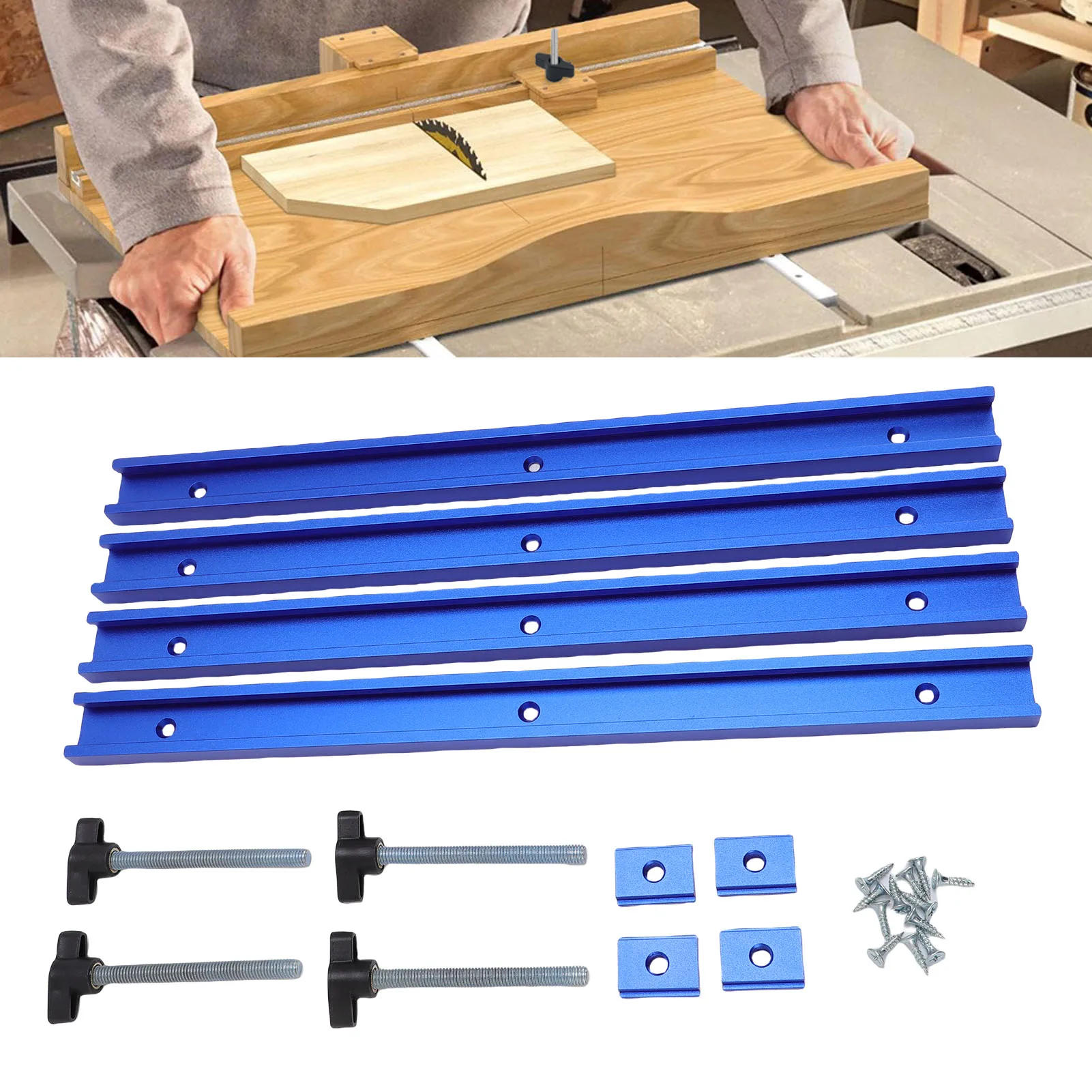 T Track Rail and Slider 400mm Flexible Connection Wear Resisting T Slot Rail Pre Drilled Holes for Press Plate Saw Table
T Track Rail and Slider 400mm Flexible Connection Wear Resisting T Slot Rail Pre Drilled Holes for Press Plate Saw Table