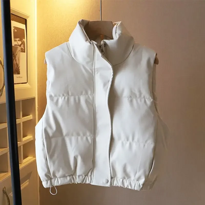 PU leather simple down cotton jacket vest women's 2024 autumn and winter new item stand collar solid color jacket
PU leather simple down cotton jacket vest women's 2024 autumn and winter new item stand collar solid color jacket