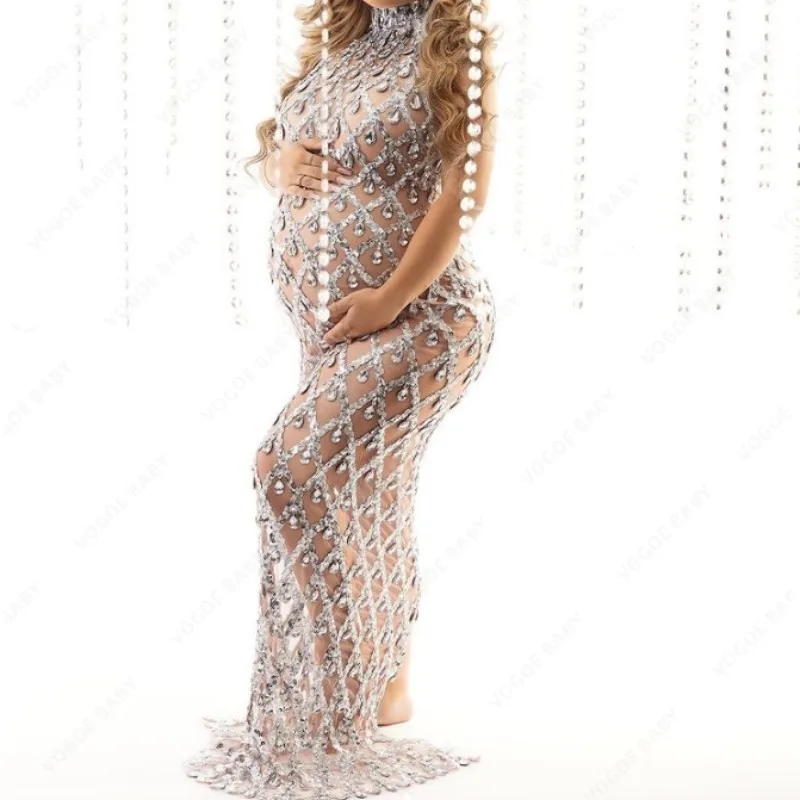 Sexy Maternity Photography Dress Perspective Rhinestone Turtleneck Dress Sleeveless Sequined Skinny Dress Baby Shower Dress
Sexy Maternity Photography Dress Perspective Rhinestone Turtleneck Dress Sleeveless Sequined Skinny Dress Baby Shower Dress
