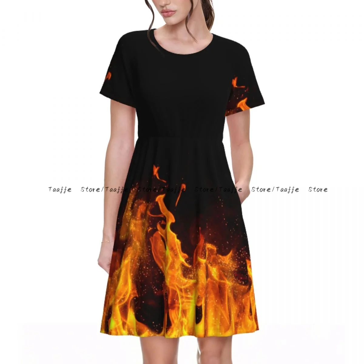 Elegant Women Dress Fire Flame Turn-down Collar Short Sleeve Body-Shaping Street Robe
Elegant Women Dress Fire Flame Turn-down Collar Short Sleeve Body-Shaping Street Robe