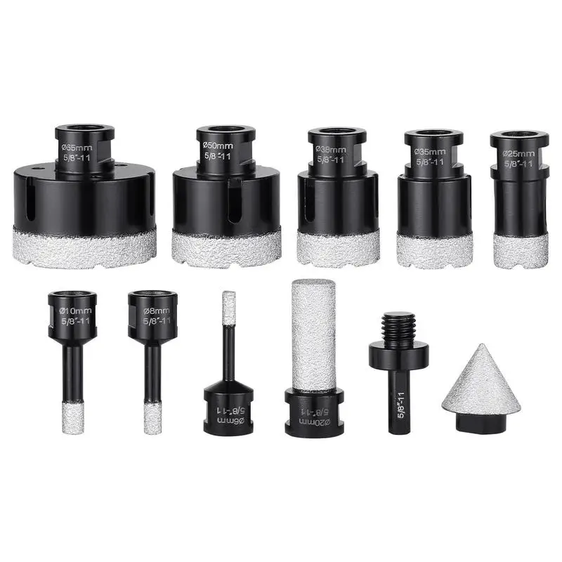 Diamond Core Drill Bit Set, 8 PCS 6/8/10/25/35/38/50/65mm Diamond Hole Saw Kit, with Finger Milling Bit Cone Bit Saw Blade and Storage Case, for Dry and Wet, Diamond Drill Bits for Ceramic Tile
Diamond Core Drill Bit Set, 8 PCS 6/8/10/25/35/38/50/65mm Diamond Hole Saw Kit, with Finger Milling Bit Cone Bit Saw Blade and Storage Case, for Dry and Wet, Diamond Drill Bits for Ceramic Tile