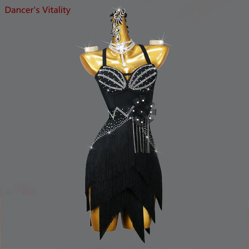 Latin Dance Competition Dress Cusomzied Adult Children Professional Costumes Dresses Senior Stones Chacha Professional Clothes
Latin Dance Competition Dress Cusomzied Adult Children Professional Costumes Dresses Senior Stones Chacha Professional Clothes