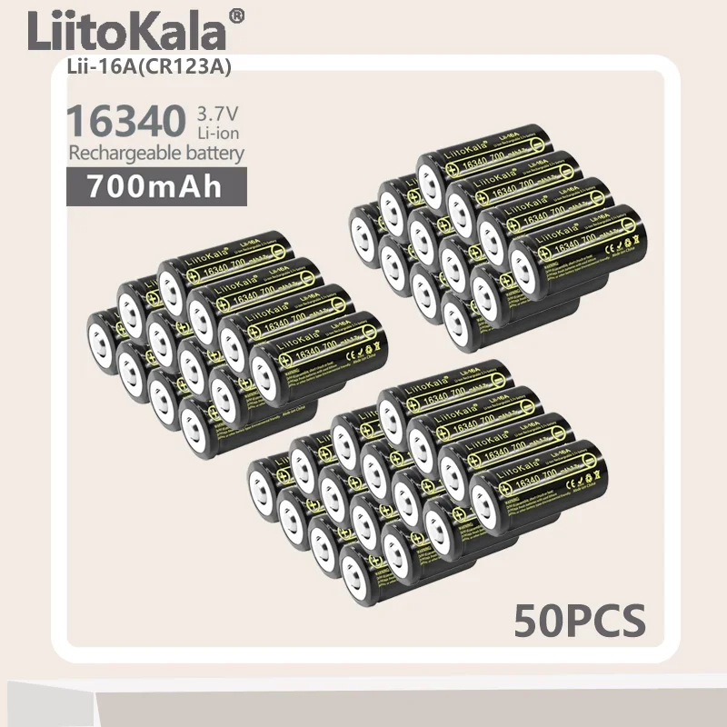 50PCS LiitoKala Lii-16A Li-ion 16340 Battery CR123A Rechargeable Batteries 3.7V CR123 for Laser Pen LED Flashlight Cell
50PCS LiitoKala Lii-16A Li-ion 16340 Battery CR123A Rechargeable Batteries 3.7V CR123 for Laser Pen LED Flashlight Cell