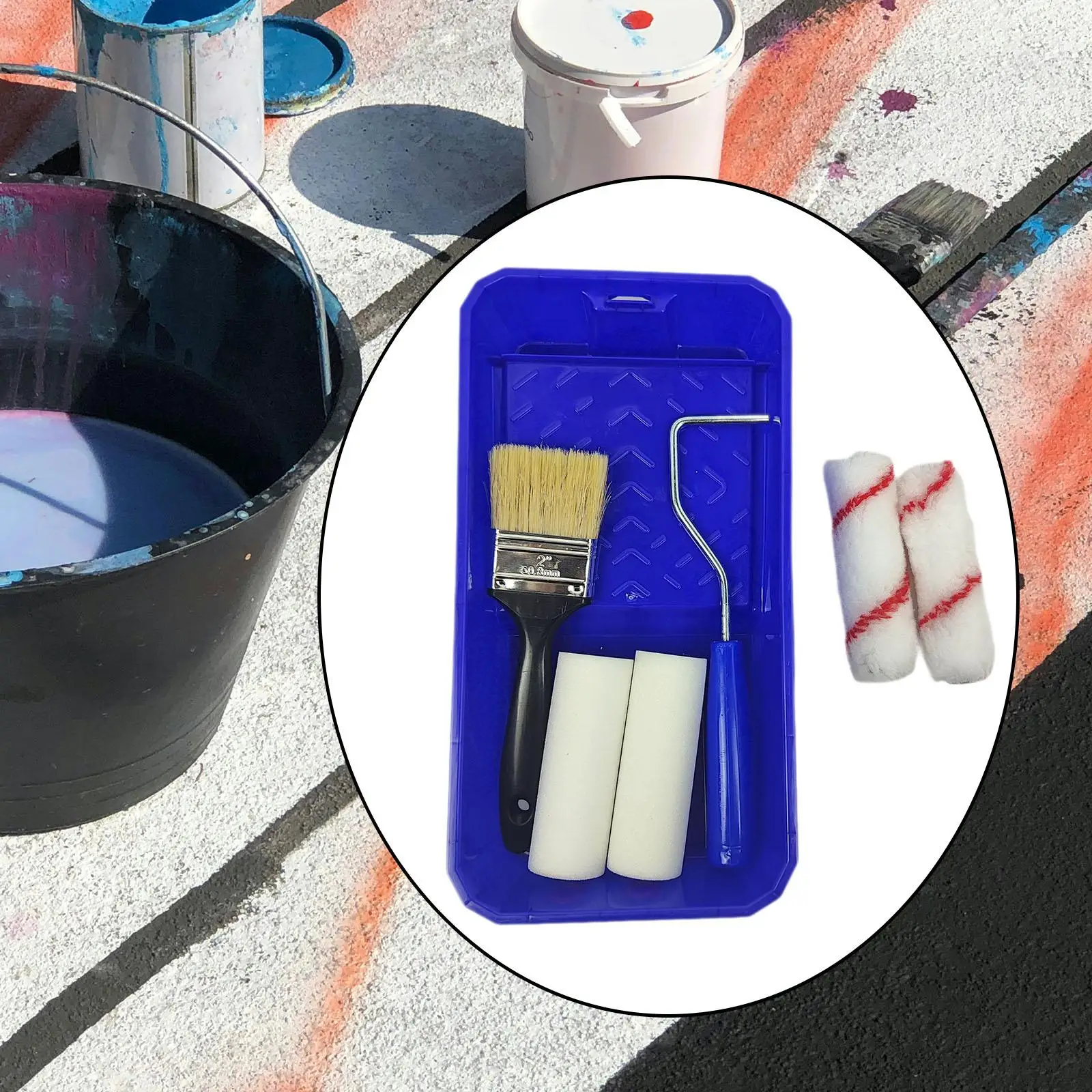 Paint Roller Brush Kits Wear Resistant Flooring Roller Lightweight Portable for Office Garden Household Door Painting Supplies
Paint Roller Brush Kits Wear Resistant Flooring Roller Lightweight Portable for Office Garden Household Door Painting Supplies
