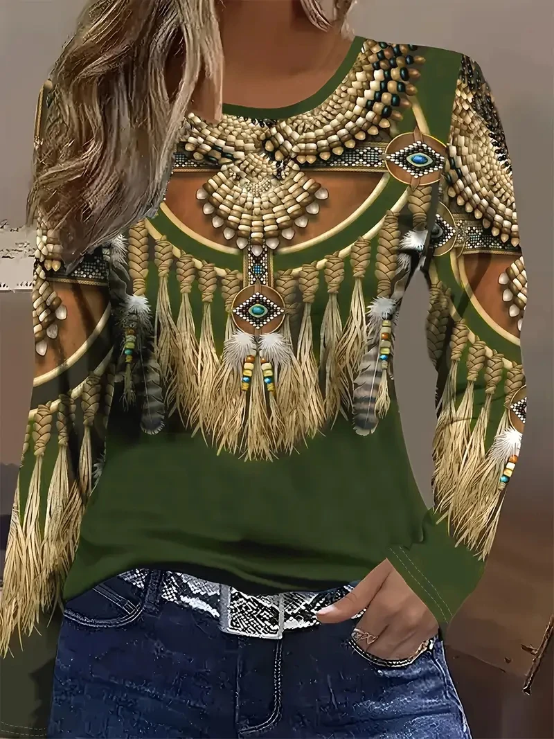 Retro Women's Long-Sleeve T-Shirt Western Ethnic Floral Round Neck T-Shirt Top 2025 Fall OverSize Women's Clothing
Retro Women's Long-Sleeve T-Shirt Western Ethnic Floral Round Neck T-Shirt Top 2025 Fall OverSize Women's Clothing