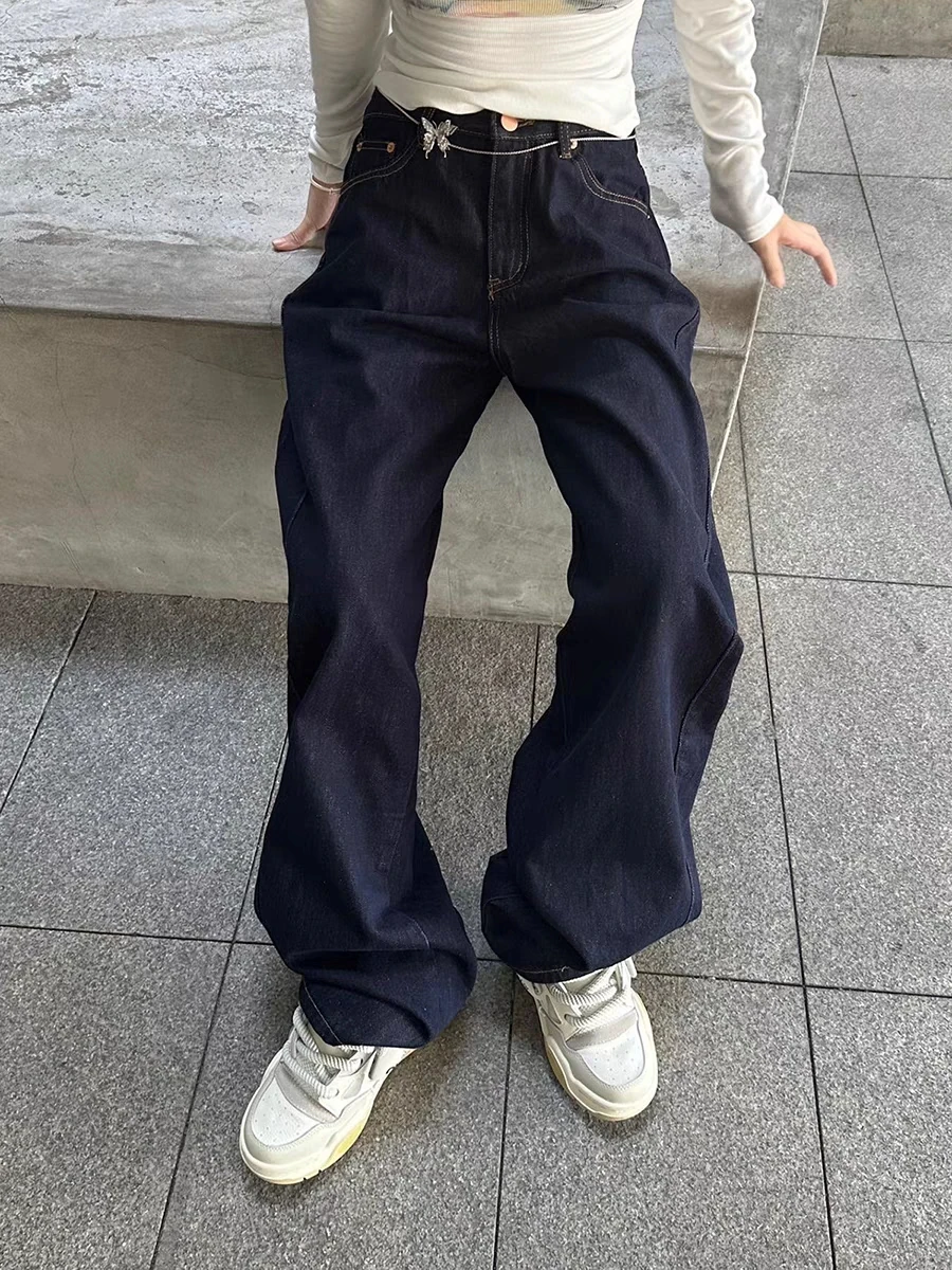 Deep Blue Straight Leg Denim Jeans Women's Summer New Wide Leg Original Cow Color Heavy Drape Long Pants Casual Style
Deep Blue Straight Leg Denim Jeans Women's Summer New Wide Leg Original Cow Color Heavy Drape Long Pants Casual Style