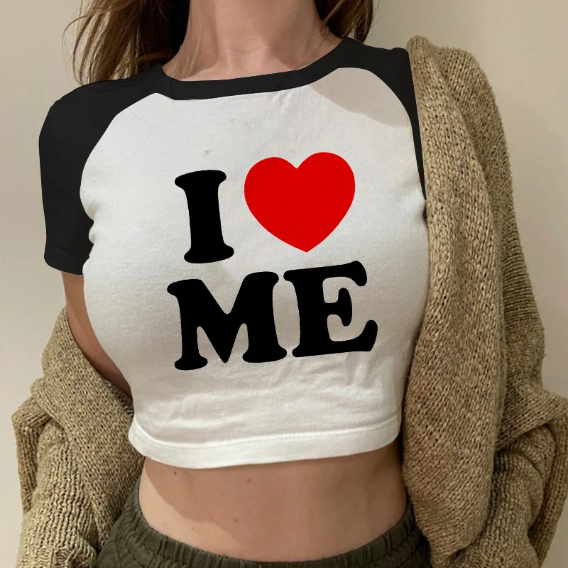 I Love Me Women Funny Print Crop Top T-shirt Summer Short Sleeve Black White Streetwear Tops Tee Y2k Harajuku Aesthetic Clothes
I Love Me Women Funny Print Crop Top T-shirt Summer Short Sleeve Black White Streetwear Tops Tee Y2k Harajuku Aesthetic Clothes