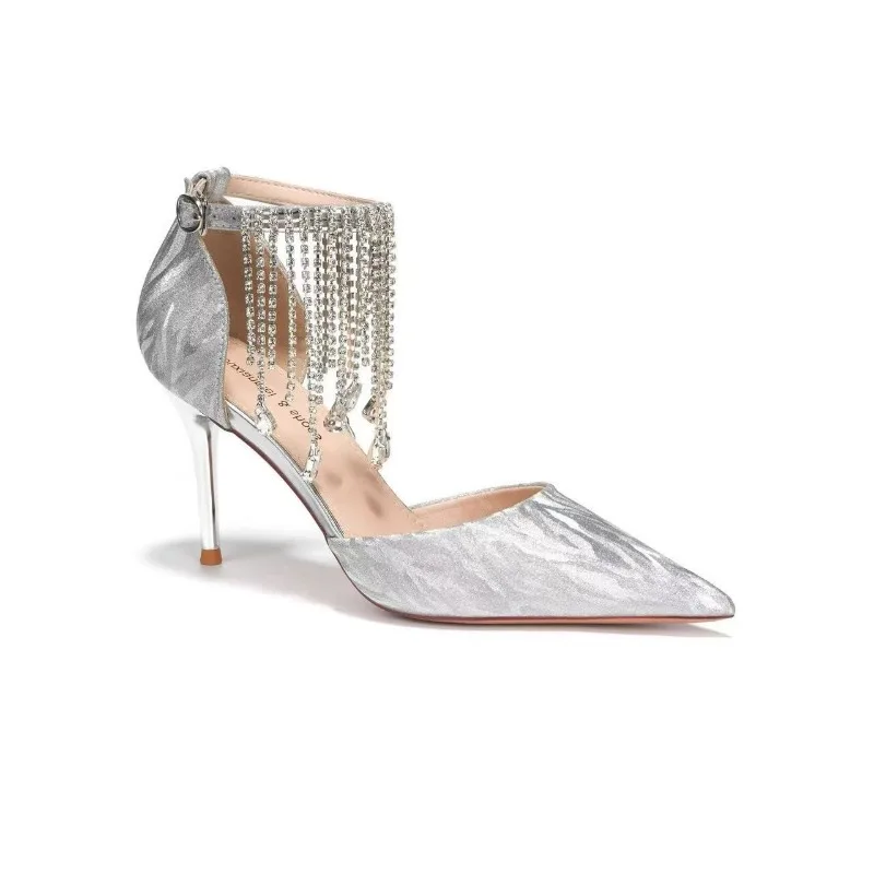 Silver Crystal Tassel One Word 2026 New Wedding Shoes New Sequin Heels Pointed Toe Sandals
Silver Crystal Tassel One Word 2026 New Wedding Shoes New Sequin Heels Pointed Toe Sandals