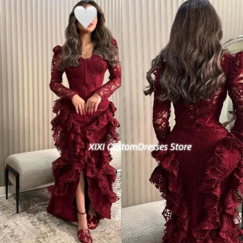 Customized Luxury Evening Dresses Square Neckline A-Line Prom Dresses Ruffle Asymmetrical Vestidos De Festa Long Sleeves Elegant
Customized Luxury Evening Dresses Square Neckline A-Line Prom Dresses Ruffle Asymmetrical Vestidos De Festa Long Sleeves Elegant