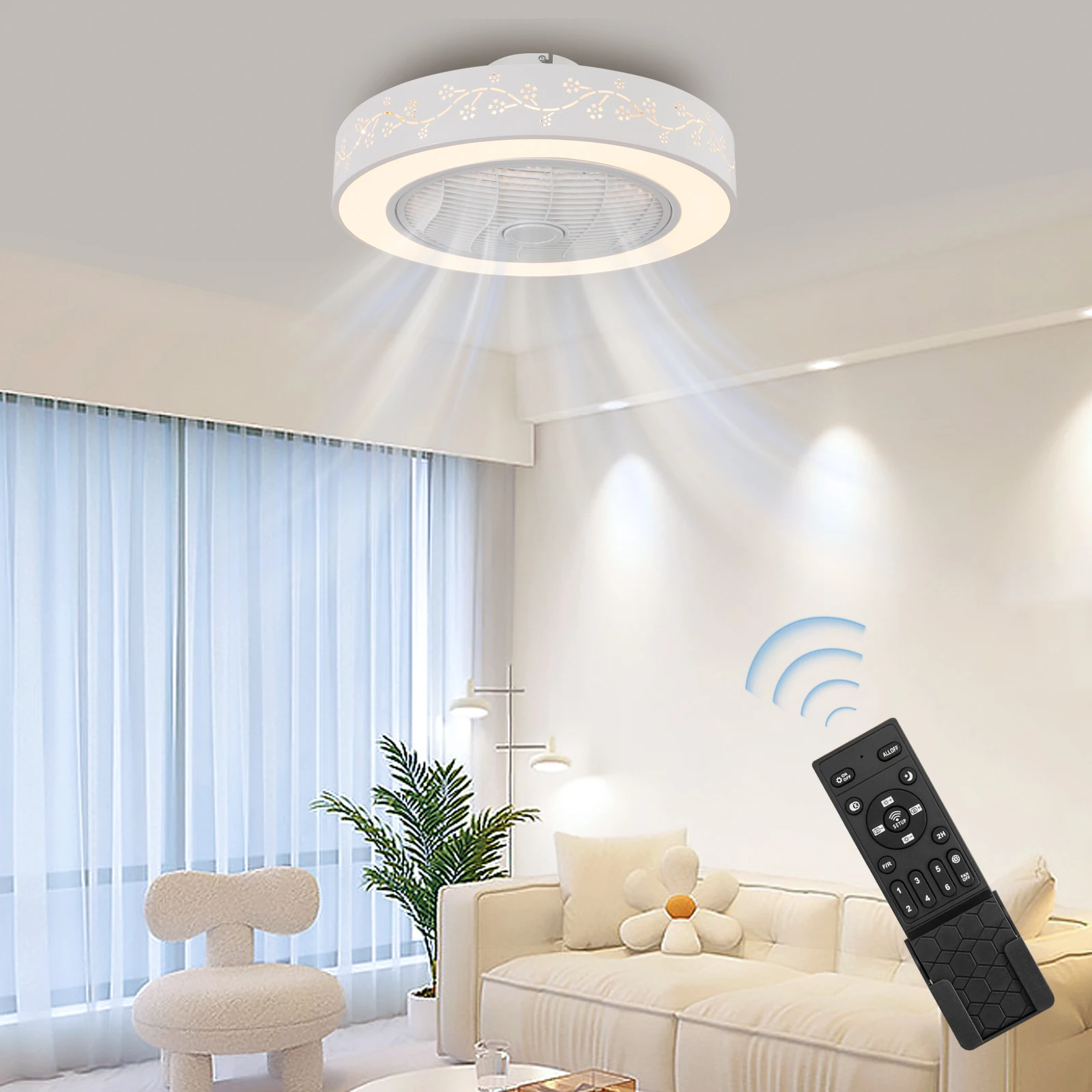LED Fan Chandelier, Modern Low Profile Fan with Remote and Smart APP Control 3 Colors 6 Speeds Semi Flush Mount for Bedroom
LED Fan Chandelier, Modern Low Profile Fan with Remote and Smart APP Control 3 Colors 6 Speeds Semi Flush Mount for Bedroom