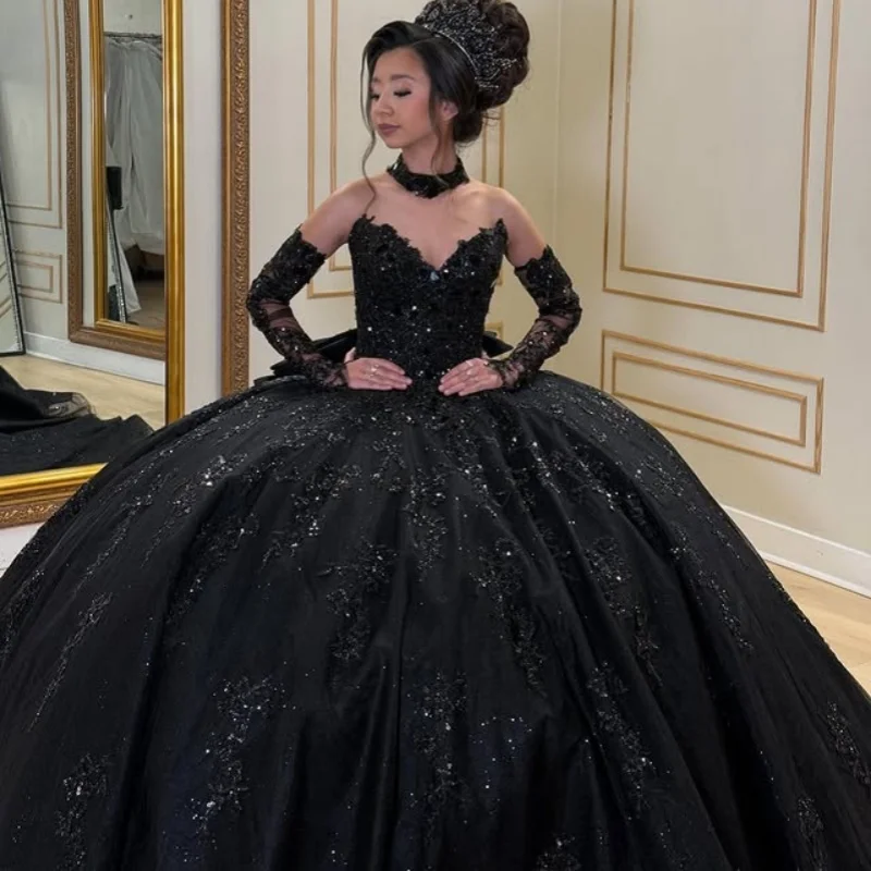 Блестящее черное платье Quinceanera с открытыми плечами, кружевное блестящее платье с длинным хвостом и бантом, платья de 15, Quinceanera Настроить
Блестящее черное платье Quinceanera с открытыми плечами, кружевное блестящее платье с длинным хвостом и бантом, платья de 15, Quinceanera Настроить