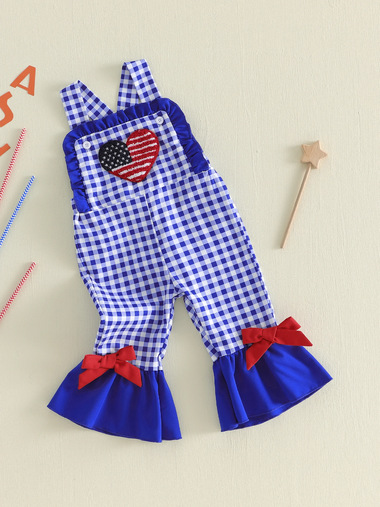 Toddler Boy Denim Overalls American Flag Patchwork Sleeveless Romper Independence Day Patriotic Outfit with Ruffles
Toddler Boy Denim Overalls American Flag Patchwork Sleeveless Romper Independence Day Patriotic Outfit with Ruffles