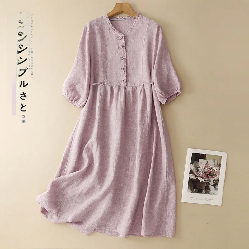 Spring Summer New Cotton Linen Seven Sve Dr Artistic Retro Design Long over Knee Net Color ort Sve Dr
Spring Summer New Cotton Linen Seven Sve Dr Artistic Retro Design Long over Knee Net Color ort Sve Dr