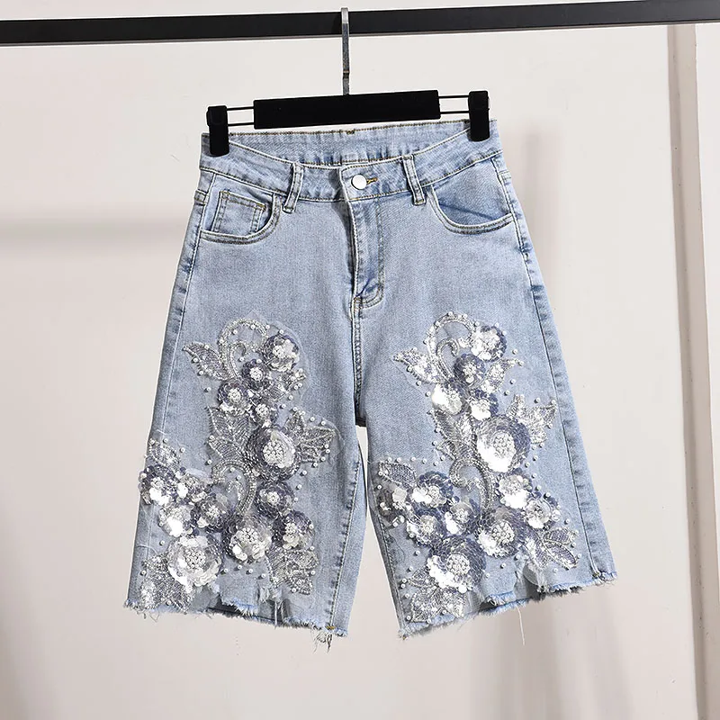 Summer New Fashion Sequined Beaded Heavy Embroidery Worn High Waist Shorts Slim-fit Temperament Hot Girl Wide Leg Denim Shorts
Summer New Fashion Sequined Beaded Heavy Embroidery Worn High Waist Shorts Slim-fit Temperament Hot Girl Wide Leg Denim Shorts