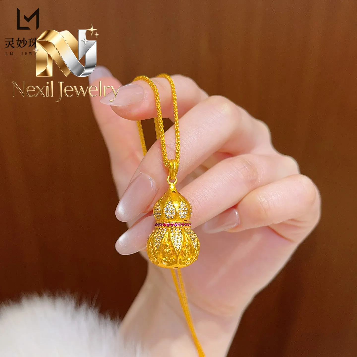 Nexil Jewelry Nexil Jewelry Diamond-Studded Gourd Clavicle Chain Women's 24K Gold AU999 - Clavicle-friendly chain fit, no dis
Nexil Jewelry Nexil Jewelry Diamond-Studded Gourd Clavicle Chain Women's 24K Gold AU999 - Clavicle-friendly chain fit, no dis